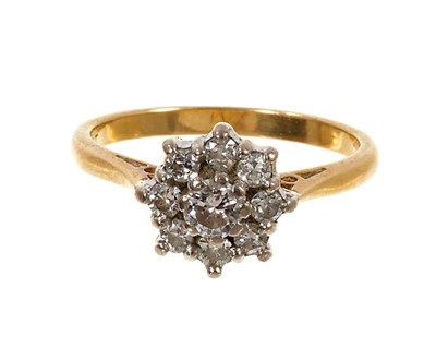 Lot 513 - Diamond cluster ring with a flower head cluster of brilliant cut diamonds