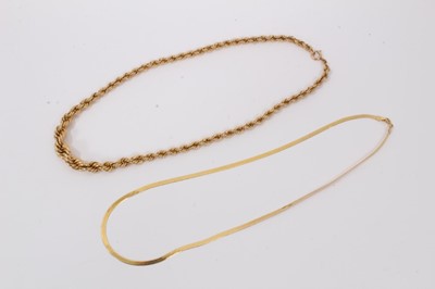 Lot 519 - 18ct gold rope twist necklace and an 18ct gold flat snake link necklace