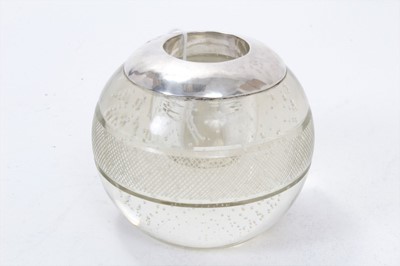 Lot 427 - Edwardian-style glass and silver mounted vesta globe with air bubbles and diamond cut decoration, approximately 11cm wide x 9.5cm high