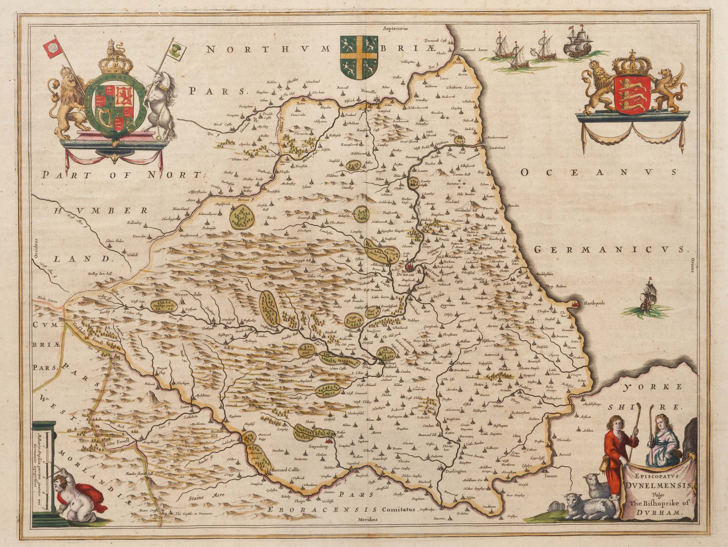 Lot 743 - Johannes Blaeu map of Durham, 'Episcopatus