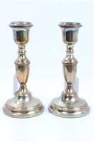 Lot 456 - Pair of contemporary Silverer candlesticks...