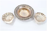 Lot 458 - Pair Edwardian Silverer shell dishes on ball...