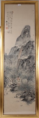 Lot 763 - Large oriental brush painting, together with another