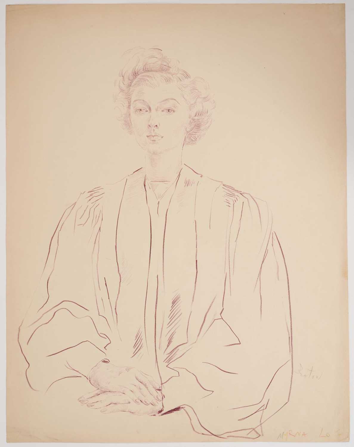 Lot 46 - *Cecil Beaton (1904-1980) pencil portrait, Myrna Loy, signed, titled in coloured pencil lower right, 61cm x 47.5cm, unframed