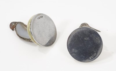 Lot 957 - Four Austrian cold painted place name/menu holders in the form of Woodock, Snipe and Grouse, on circular onyx and chromium plated bases, 4cm high