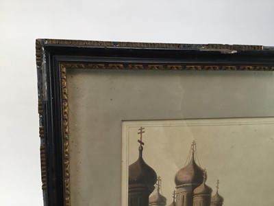 Lot 40 - Early 19th century hand coloured aquatint - Moscow, published by R. Bowyer, Pall Mall, 1816, 30cm x 53cm, in glazed frame