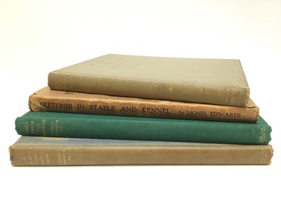 Lot 943 - Lionel Edwards, four volumes: Seen From The Saddle, Sketches In Stable And Kennel, A Leicestershire Sketch Book and Huntsmen Past And Present (4)