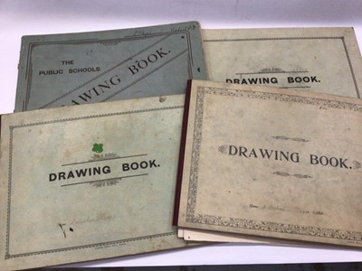 Lot 1493 - Two boxes of ephemera including Victorian sketch books and graphite drawings