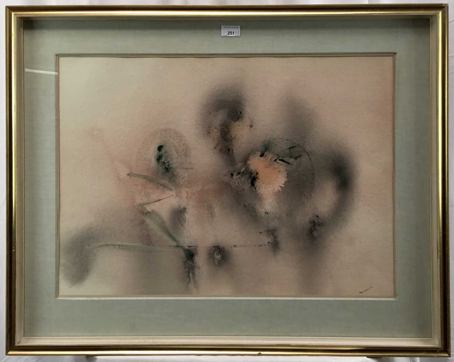 Lot 169 - Peggy Archer, 1960s, watercolour on paper - Musical Fugues, abstract, signed and dated 1960, 48cm x 67cm