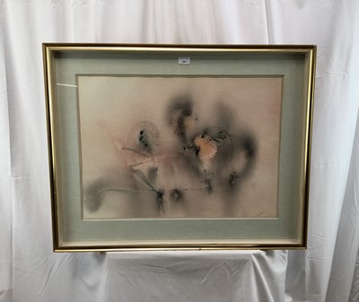 Lot 169 - Peggy Archer, 1960s, watercolour on paper - Musical Fugues, abstract, signed and dated 1960, 48cm x 67cm