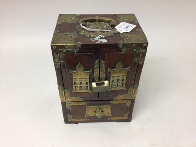 Lot 2414 - Chinese hardwood and brass mounted puzzle box