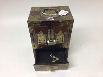 Lot 2414 - Chinese hardwood and brass mounted puzzle box