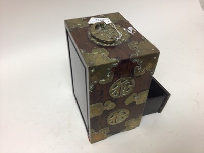 Lot 2414 - Chinese hardwood and brass mounted puzzle box