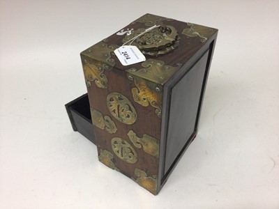 Lot 2414 - Chinese hardwood and brass mounted puzzle box