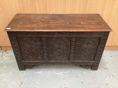 Lot 1461 - Jacobean style carved oak coffer