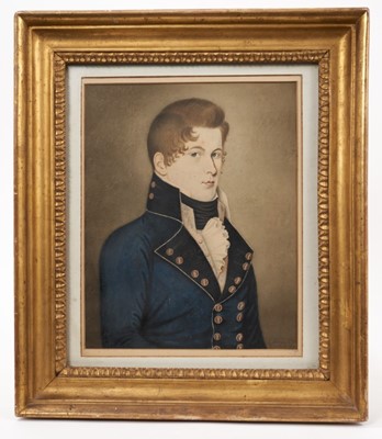 Lot 803 - Regency watercolour portrait of a naval officer, signed and dated S Macnae, Carlisle 1811