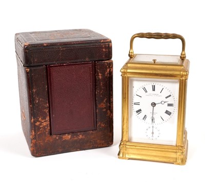 Lot 665 - Fine quality 19th century gilt carriage clock by Charles Frodsham with travelling case