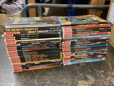 Lot 1743 - Box of Marvel Graphic Novels, Exiles, Excalibur and others