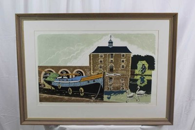 Lot 204 - Penny Berry Paterson (1941-2021) signed colour linocut print - 'Custom House Peterborough', 19/22, 51cm x 82cm, framed