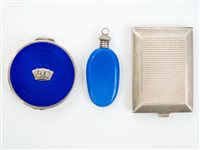 Lot 482 - 1930s Silverer and blue enamel compact of...