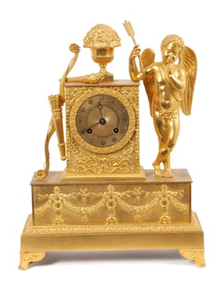 Lot 892 - Mid-19th century French Empire-revival ormolu mantel clock