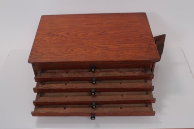 Lot 442 - Cabinet - Five drawer oak collectors cabinet with key (1 cabinet)