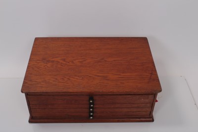 Lot 442 - Cabinet - Five drawer oak collectors cabinet with key (1 cabinet)