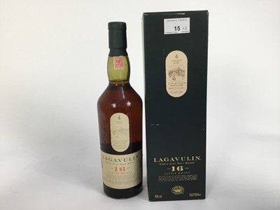 Lot 15 - Three bottles of Scottish single malt scotch whisky- Lagavulin 16 years 43% 70cl, Glenfiddich Special Reserve 40% 75cl. and Glenmoragie 10 years 40% 70cl. All boxed. (3)