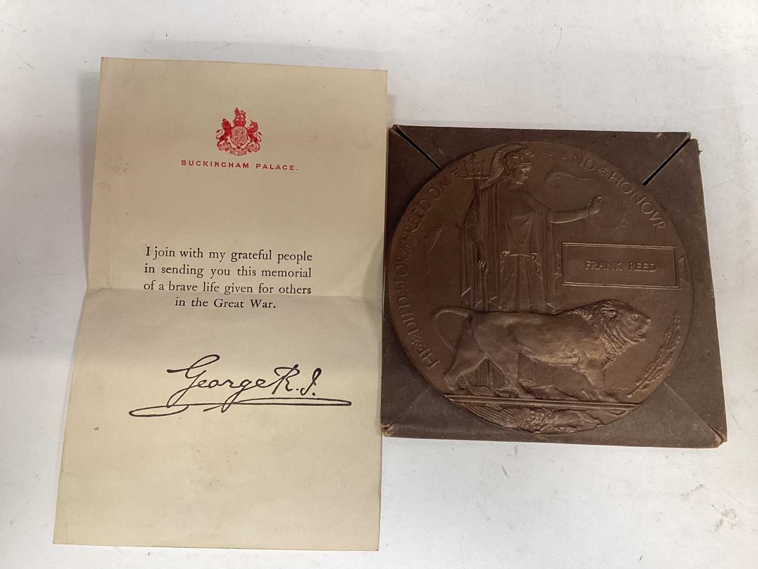 Lot 700 - First World War memorial (death) plaque