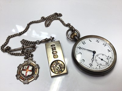 Lot 50 - Victorian silver cased fob watch on chain and silver cased pocket watch on chain