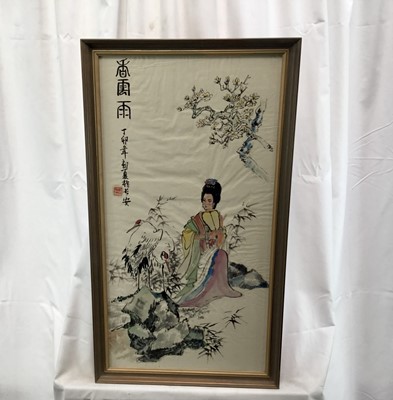 Lot 233 - Set of four oriental ink and watercolour on paper - figures and warriors, in glazed frames
