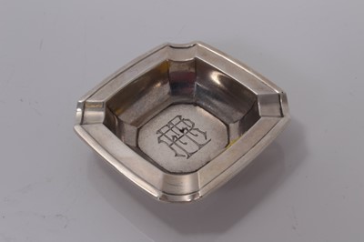 Lot 40 - American silver ashtray of square form by Tiffany & Co with import marks for London 1929, 6.4cm in diameter.