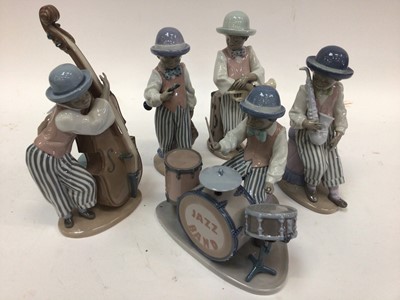Lot 1058 - Lladro porcelain five piece Jazz band, in one box
