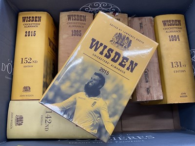 Lot 1794 - Seven Wisden Cricketers' Almanacks - 1936, 1985, 1987, 1994, 2005, two x 2015. (7)