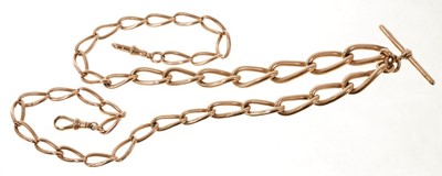 Lot 429 - A heavy Edwardian 9ct rose gold watch chain with graduated links, 64cm length.