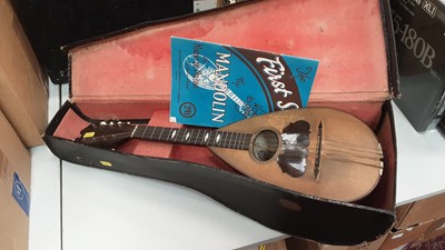 Lot 2202 - Antique Italian mandolin with label dated 1896, in case, together with a Scarlatti Nero accordion in case (2)