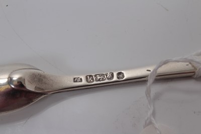 Lot 44 - George III silver double ended marrow scoop, with beaded border (London 1785), makers mark J R?, 22.5cm in overall length.