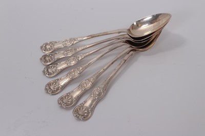 Lot 54 - Set of six Victorian Scottish silver Queen's Pattern teaspoons, (Glasgow 1864), maker D B, all at 2.5ozs (6)