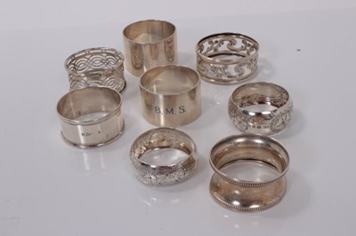 Lot 55 - Group of eight Victorian and later silver napkin rings (various dates and makers), all at 5ozs (8)