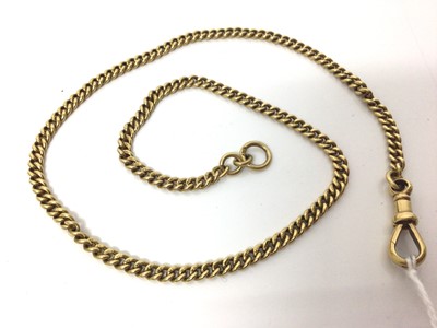 Lot 601 - Antique 18ct yellow gold curb link watch chain, 38.5cm.