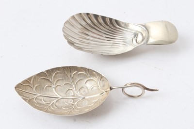 Lot 81 - George III silver leaf-shaped caddy spoon with loop handle , Birmingham 1798, maker I.T. 8cm