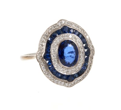 Lot 411 - Art Deco style sapphire and diamond ring