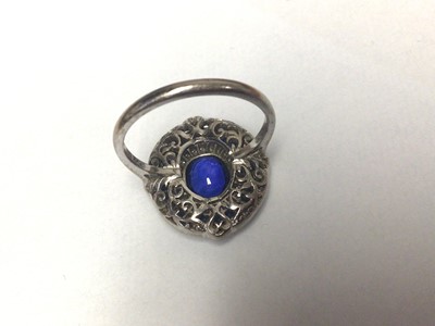 Lot 411 - Art Deco style sapphire and diamond ring