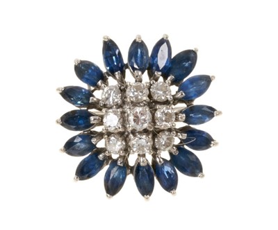 Lot 412 - Sapphire and diamond cluster cocktail ring