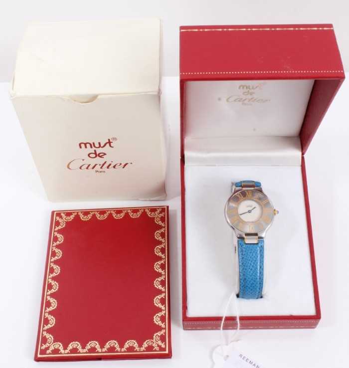 Lot 620 - Must de Cartier wristwatch boxed with papers