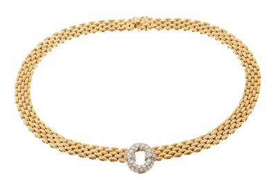 Lot 488 - 18ct gold and diamond necklace with pavé set diamonds