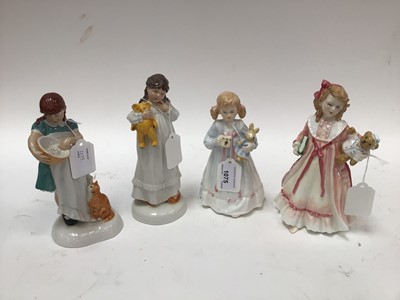 Lot 1075 - Two Royal Doulton limited edition figures - Bunny's Bedtime HN3370 and Bedtime HN3418, together with two more Doulton figures -  And So To Bed HN2966 and Save Some For Me HN2959 (4)