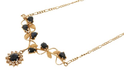 Lot 492 - Gold and sapphire necklace