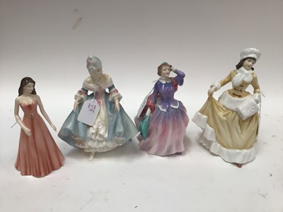 Lot 1079 - Eight Royal Doulton figures - Wimbledon HN3366, Blithe Morning, Southern Belle HN2425, Natasha HN4154, Susan HN2952, Dreaming HN3133, Sagittarius HN5342 and Josephine HN4223