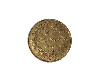 Lot 433 - France - Gold 20 Franc coin Louis Phillippe I 1843W AVF (1 coin)